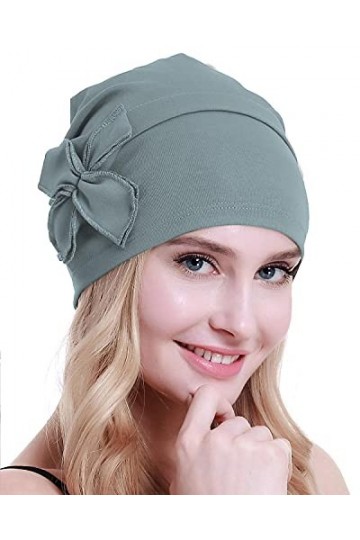 osvyo Bonnet en coton chimio turbans pour femmes atteintes de cancer, COTON BLEU CLAIR GRI, taille unique