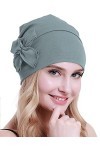 osvyo Bonnet en coton chimio turbans pour femmes atteintes de cancer, COTON BLEU CLAIR GRI, taille unique