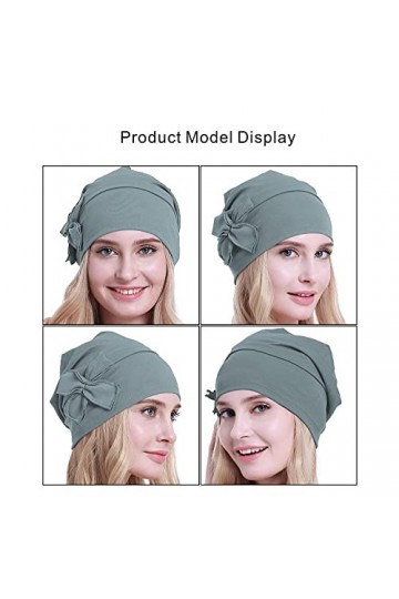 osvyo Bonnet en coton chimio turbans pour femmes atteintes de cancer, COTON BLEU CLAIR GRI, taille unique
