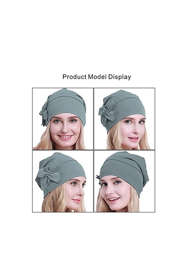 osvyo Bonnet en coton chimio turbans pour femmes atteintes de cancer, COTON BLEU CLAIR GRI, taille unique