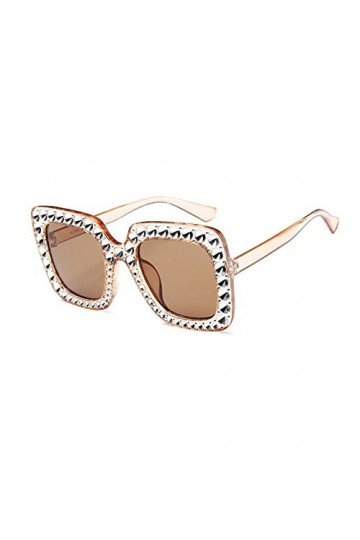 Cikiki Lunettes de soleil pour femme tendance avec strass - Style rétro - Carrées - I3K0 - Lunettes de conduite surdimensionn