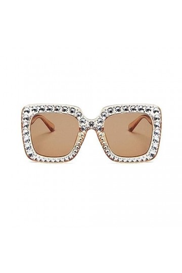 Cikiki Lunettes de soleil pour femme tendance avec strass - Style rétro - Carrées - I3K0 - Lunettes de conduite surdimensionn