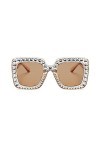 Cikiki Lunettes de soleil pour femme tendance avec strass - Style rétro - Carrées - I3K0 - Lunettes de conduite surdimensionn