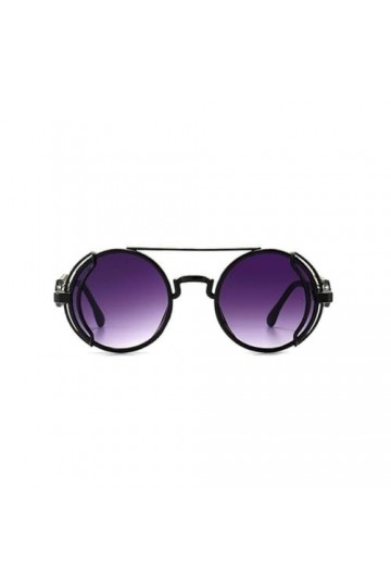 ZXCVWWE Lunettes de soleil rondes en métal style gothique UV400 pour homme et femme Style punk Steampunk, gris