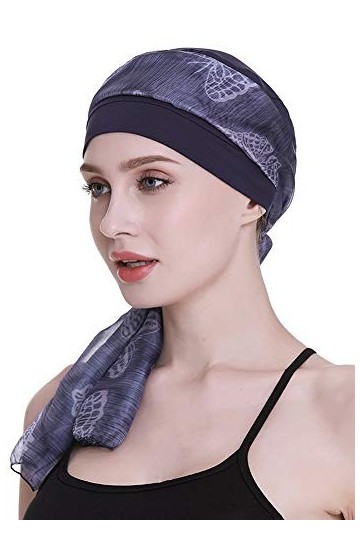 FocusCare Bonnet en bambou bleu pour femme avec turbans de sommeil chimio