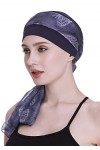 FocusCare Bonnet en bambou bleu pour femme avec turbans de sommeil chimio