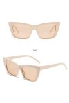 Nouveau Élégant Simplicité Vintage Blanc Cadre Épais Oeil Pour Femmes Mode Lunettes De Soleil En Forme De Soleil Petit Triang