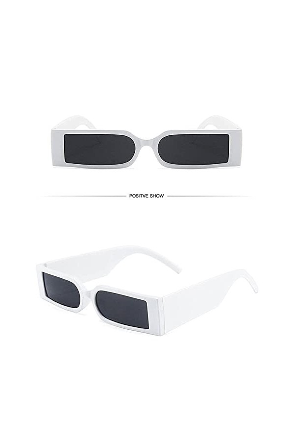 Wmool Lunettes de soleil rétro Broadside - Petites lunettes de soleil rectangulaires - Style hip-hop - Tendance - UV400 - Mod