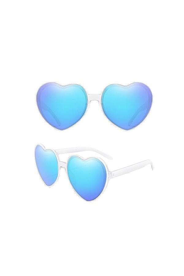 Lunettes de Soleil Forme de Coeur Lunettes à Cœur Multicolore Lunettes en Forme de Coeur Lunettes Premium pour Hommes et Femm