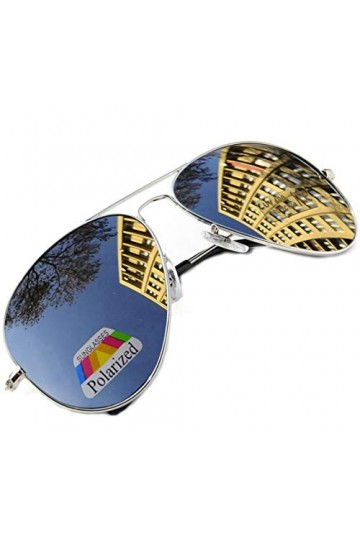 MFAZ Morefaz Ltd Homme Femme Pilot Miroir Polarisée Lunettes de Soleil Lunettes de Cas Lentille Miroir A Silver Miroir 