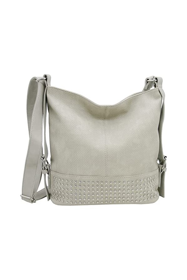 JENNIFER JONES - sac femme à la mode - sac à bandoulière - avec fermeture éclair - orné de rivets gris 