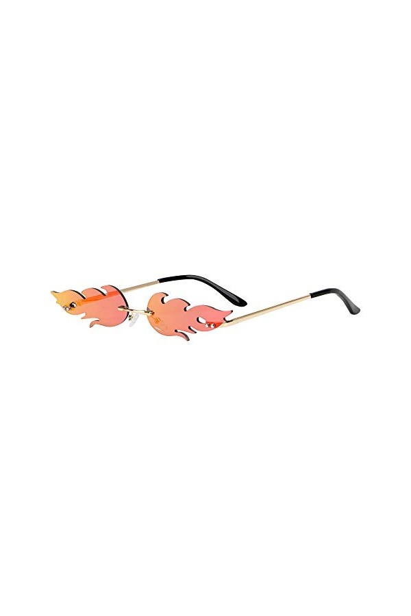 NOPNOG Lunettes de soleil sans monture, verres en forme de flamme UV400 rouge 