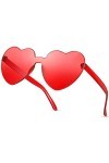 Fiada Lunettes de Soleil Transparentes sans Monture Coeur Couleur Bonbon Rouge 