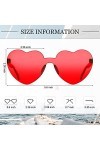 Fiada Lunettes de Soleil Transparentes sans Monture Coeur Couleur Bonbon Rouge 