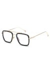 BOJOD Rétro Square Lunettes de soleil Tony Stark Vintage lunettes Métal Cadre pour Hommes Femmes Iron man Lunettes Tony Stark