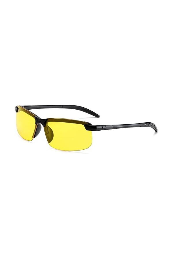 Lunettes de vision nocturne Lunettes de soleil de sport pour hommes Femmes Lunettes de soleil jaunes Lunettes de conduite de 