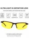 Lunettes de vision nocturne Lunettes de soleil de sport pour hommes Femmes Lunettes de soleil jaunes Lunettes de conduite de 