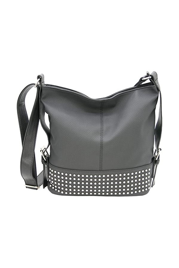 JENNIFER JONES - sac femme à la mode - sac à bandoulière - avec fermeture éclair - orné de rivets gris 