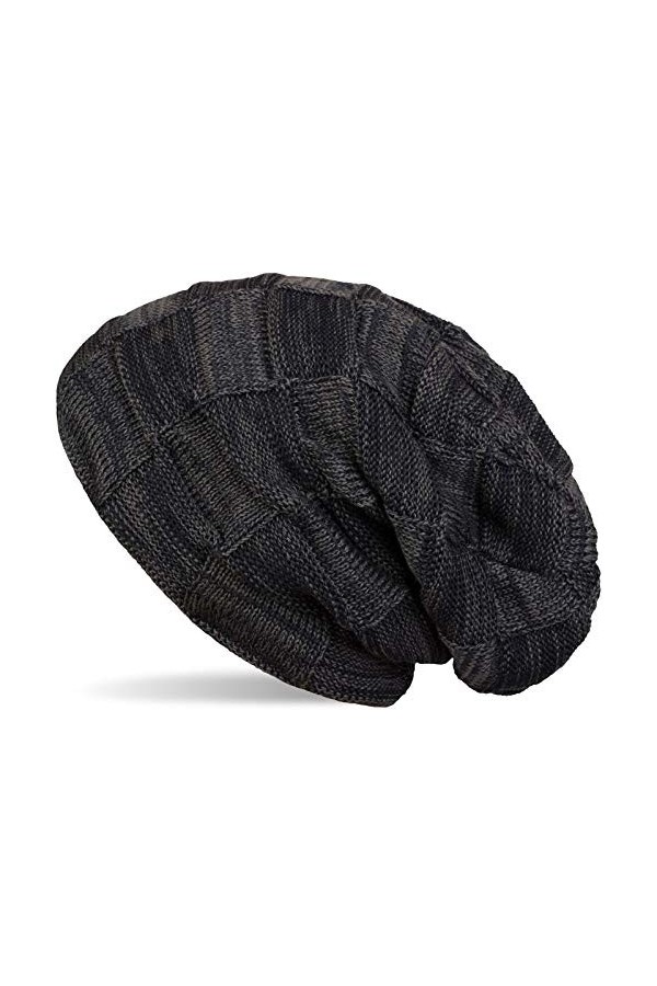 styleBREAKER Bonnet tricoté Checked Beanie en Laine Fine Chaude avec Un Motif tressé et Une Doublure intérieure Polaire très 