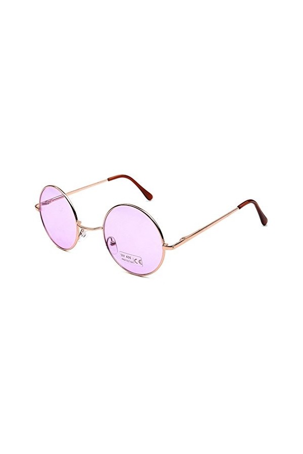 JiXuan Vintage Lunettes De Soleil Rondes Femmes Retro Steampunk Lunettes Noir Rouge Jaune Rose Lentille Cadre En Métal Lunett