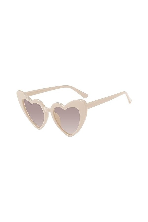 Aibyks Lunettes de soleil en forme damour pour femmes,Lunettes rétro colorées de style cœur avec protection UV - Lunettes de