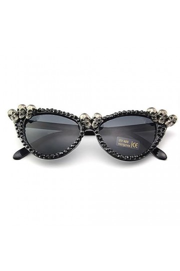 Lunettes de soleil gothiques en forme de tête de mort pour femme, œil de chat, en cristal, punk, magnifiques lunettes de sole