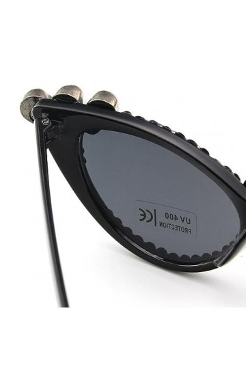 Lunettes de soleil gothiques en forme de tête de mort pour femme, œil de chat, en cristal, punk, magnifiques lunettes de sole
