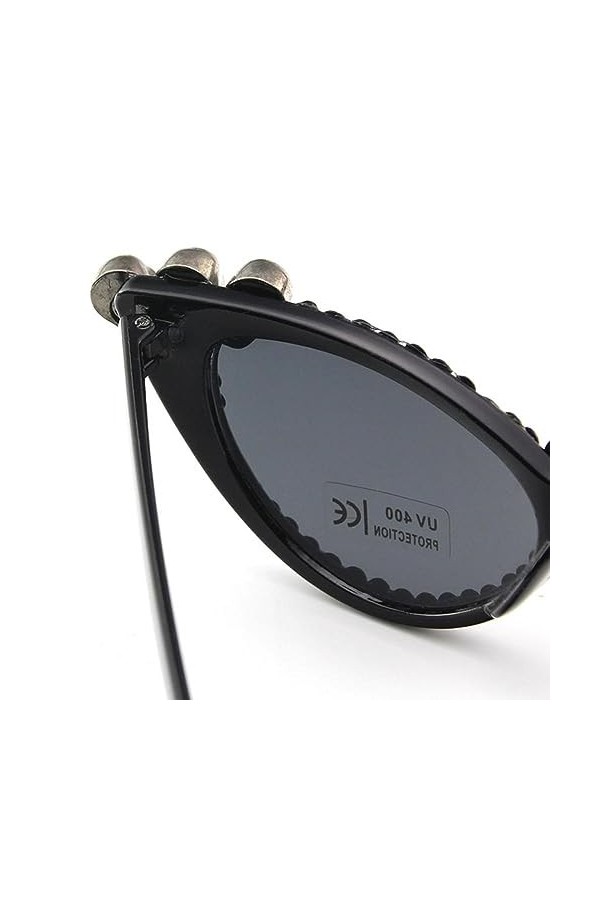 Lunettes de soleil gothiques en forme de tête de mort pour femme, œil de chat, en cristal, punk, magnifiques lunettes de sole