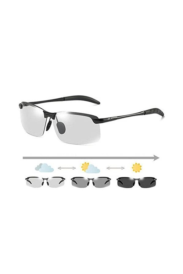 DAGESVGI Lunettes de soleil photochromiques pour homme avec vision de jour et de nuit, lunettes de soleil polarisées pour la 