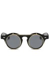 BuyWeek Lunettes de Soleil, Steampunk Goth Goggles Lunettes Retro Flip Up Lunettes de Soleil Rondes pour Hommes et Femmes Bru
