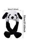 Saut Drôle de Panda en Peluche Bonnet, Bonnet en Peluche Avec Oreilles Mobiles, Bouchons dOreilles Chauds en Peluche Mignons