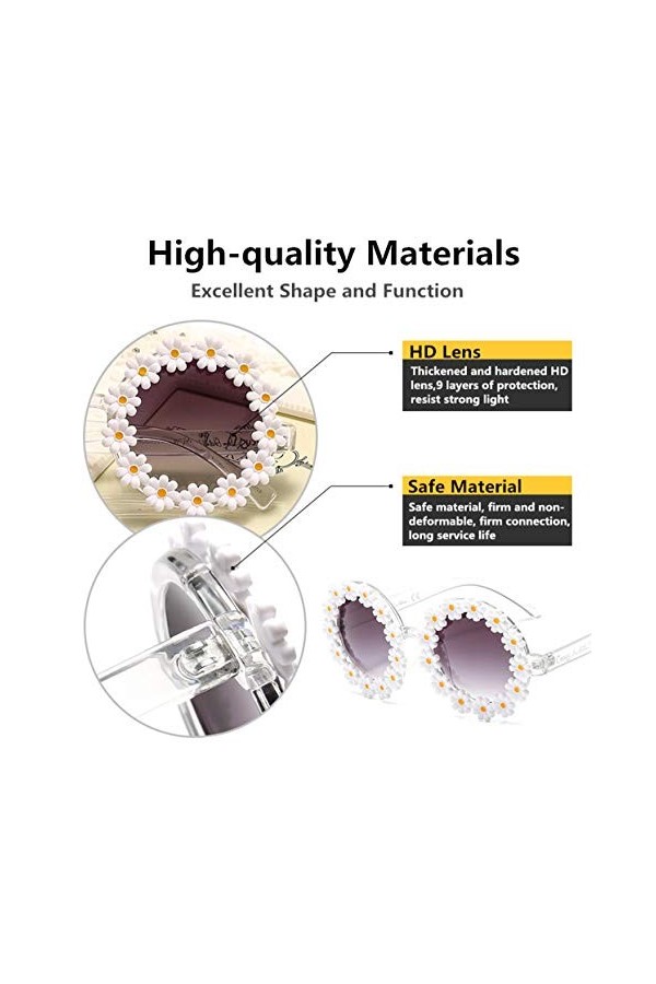 LANCHEN Classique Daisy Lunettes de Soleil Rondes Chic Femmes/Hommes Miroir Lunettes de Soleil UV400
