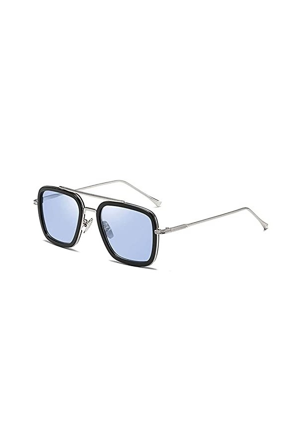 Greatangle-UK Lunettes de Soleil carrées rétro Portables pour Hommes et Femmes Lunettes de Soleil carrées rétro à lentille Pl