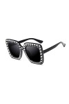 Lunettes de soleil pour femme tendance avec strass - Lunettes de soleil rétro surdimensionnées carrées I3K0 - Lunettes de sol