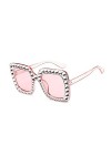Lunettes de soleil pour femme tendance avec strass - Lunettes de soleil rétro surdimensionnées carrées I3K0 - Lunettes de sol