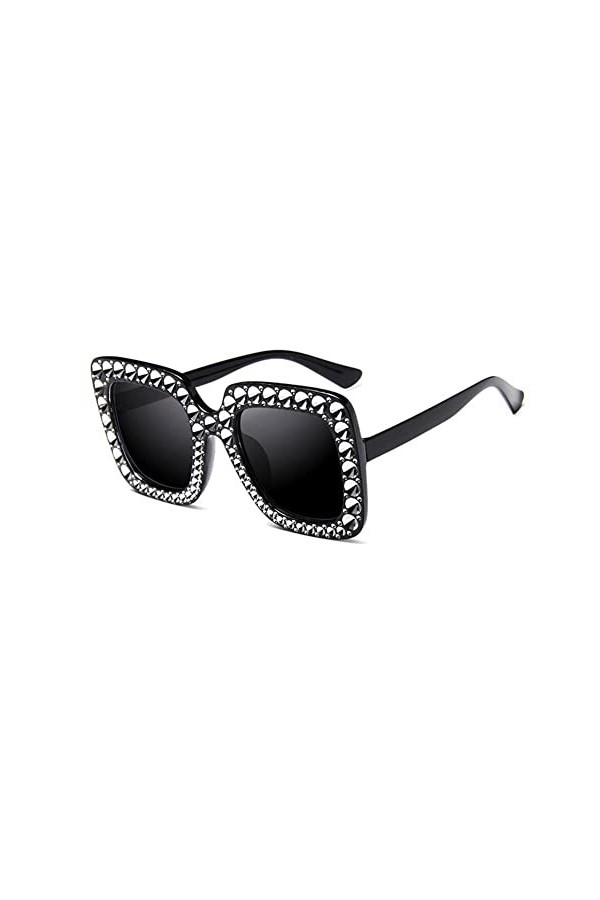 Lunettes de soleil pour femme tendance avec strass - Style rétro - Carrées - I3K0 - Grandes tailles - Pour filles, lunettes d