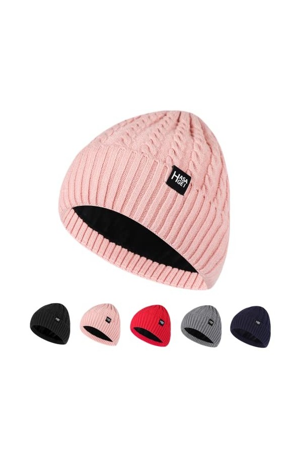 HASAGEI Bonnet Homme Hiver Coupe-Vent Chaleureux Bonnet Chapeau Femme Doublure Polaire Double épaisseur Tricoté Bonnets pour 