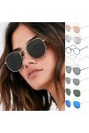 Lunettes de soleil polarisées hexagonales pour homme et femme - Vintage surdimensionnées - Carré - Lunettes dété en métal - 