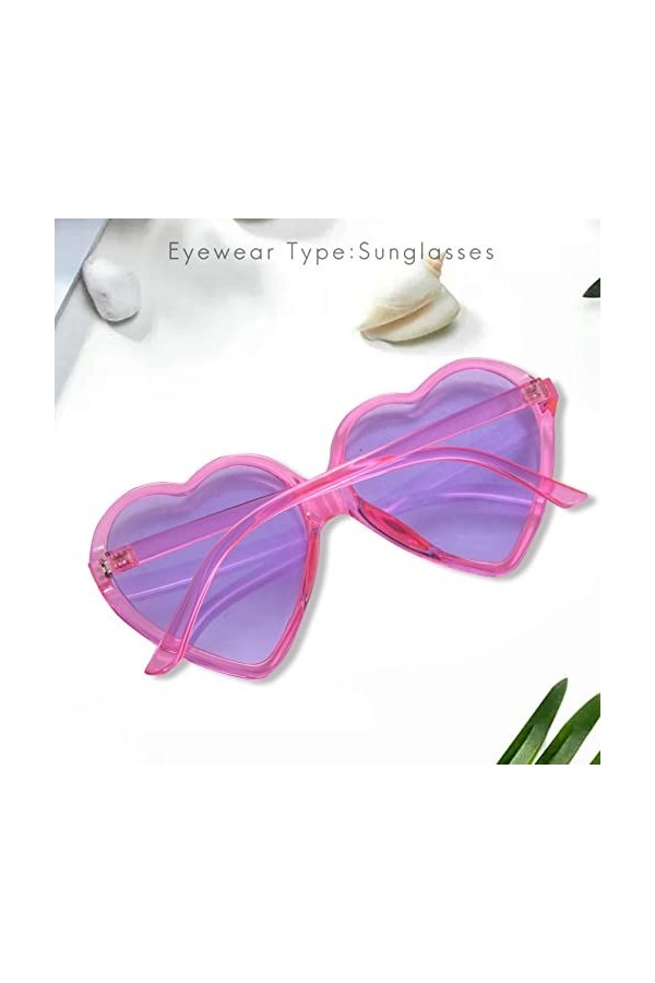 YYWE 90S Lunettes De La Mode Grandes Femmes Dame Filles Surdimensionnées Lunettes De Soleil en De Coeur Lunettes d Mignonnes