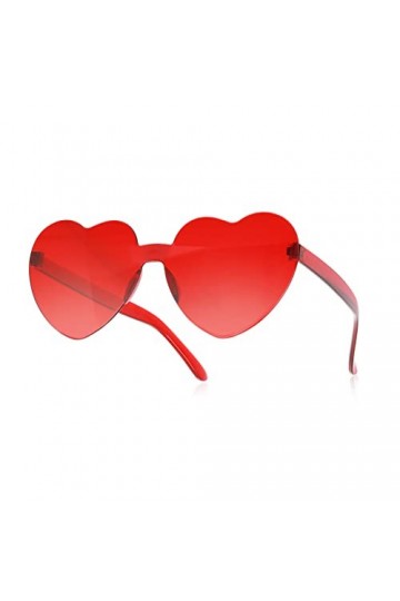 WLLHYF femmes lunettes de soleil coeur sans bords bonbons transparents lunettes de soleil coeur hippie tendance rétro coloré 
