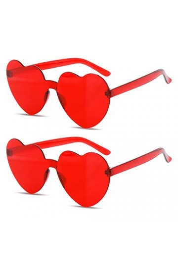 WLLHYF 2 paires de lunettes de fête en forme de cœur pour la Saint-Valentin sans monture Candy Lunettes de soleil transparent