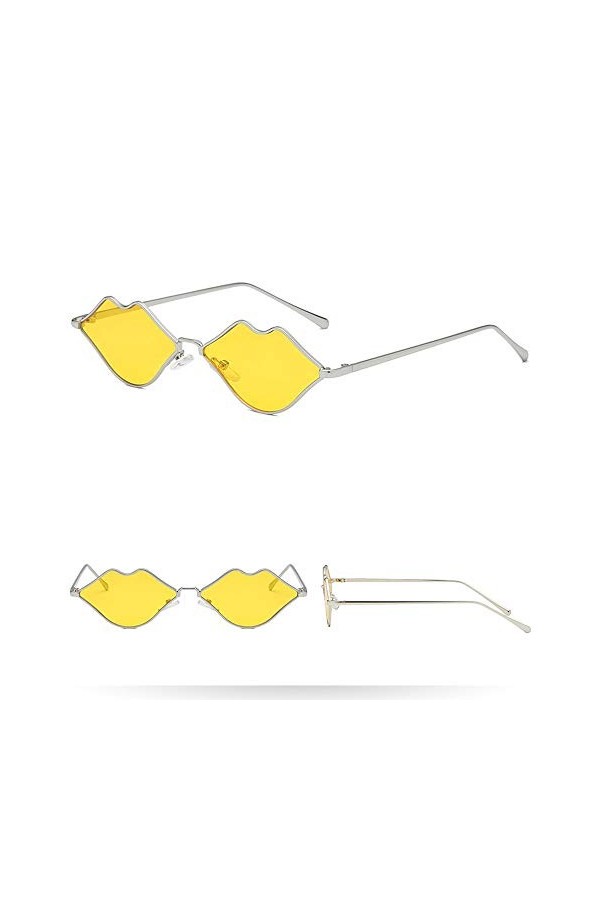 IMJONO Lunettes de soleil Femme Polarisées Homme Mode Vintage Lèvres Forme Irrégulière Lunettes de Soleil Rétro Unisexe F 