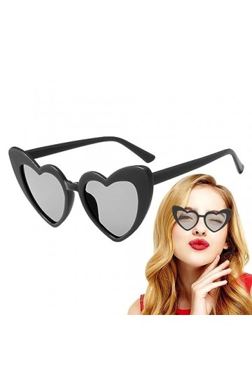 heybb Lunettes de soleil coeur pour femme - Lunettes de soleil en forme damour rétro tendance surdimensionnées colorées - Lu