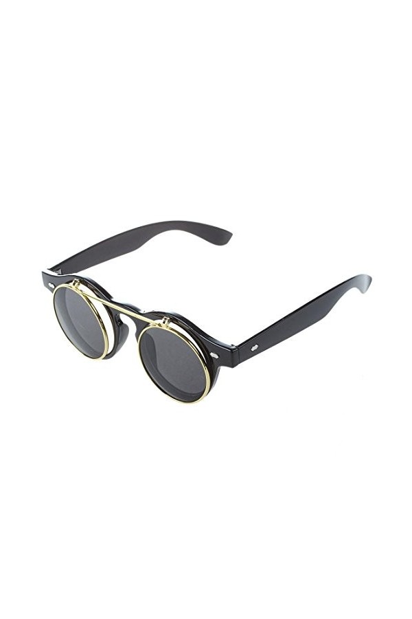 Mengmen Mignon Unisexe Gothique Lunettes Retro Lunettes Flip Up Ronde Lunettes de Soleil