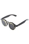 Mengmen Mignon Unisexe Gothique Lunettes Retro Lunettes Flip Up Ronde Lunettes de Soleil