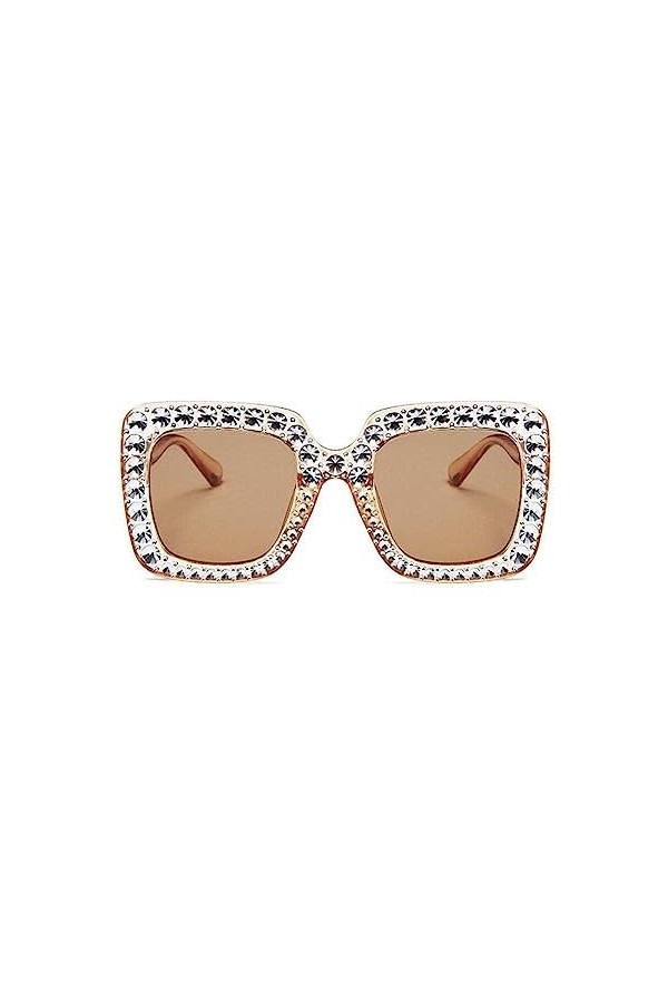Lunettes de soleil pour femme tendance avec strass, lunettes de soleil rétro I3K0, lunettes de soleil carrées surdimensionnée