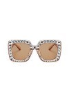 Lunettes de soleil pour femme tendance avec strass, lunettes de soleil rétro I3K0, lunettes de soleil carrées surdimensionnée