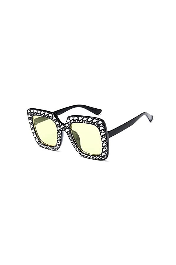 Lunettes de soleil pour femme tendance avec strass - Lunettes de soleil rétro carrées surdimensionnées I3K0 - Lunettes de sol