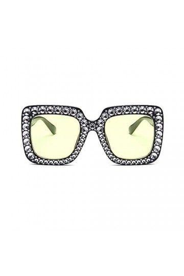 Lunettes de soleil pour femme tendance avec strass - Lunettes de soleil rétro carrées surdimensionnées I3K0 - Lunettes de sol