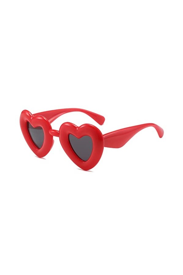YAMEIZE Lunettes de Soleil à Monture Thick en Forme de Cœur - pour Femmes Hommes Retro Funny Love Heart Shaped Thick Lunettes